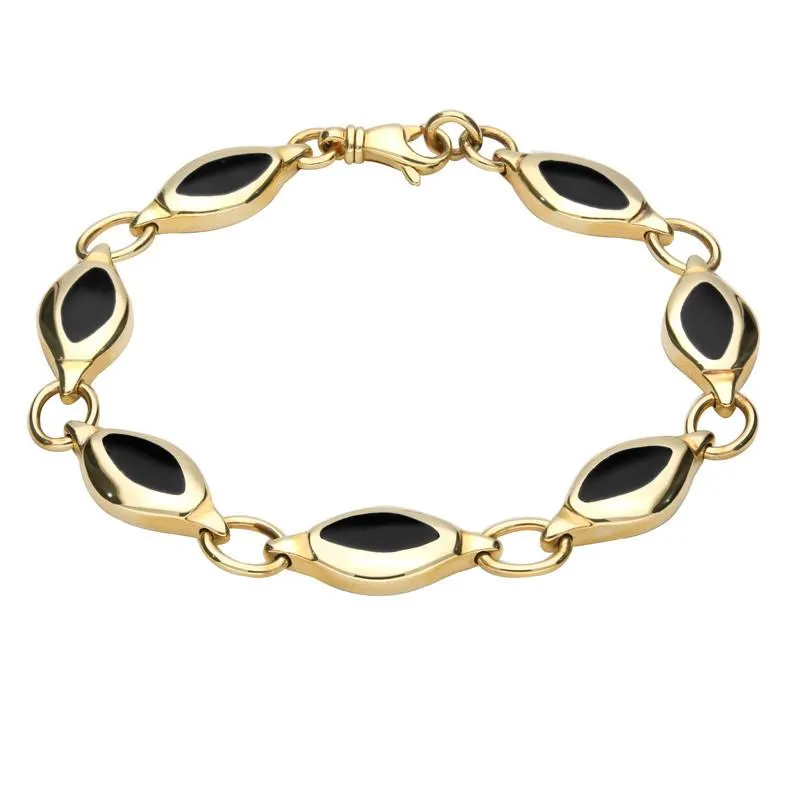9ct Yellow Gold Whitby Jet Freeform Bracelet