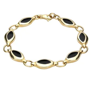 9ct Yellow Gold Whitby Jet Freeform Bracelet
