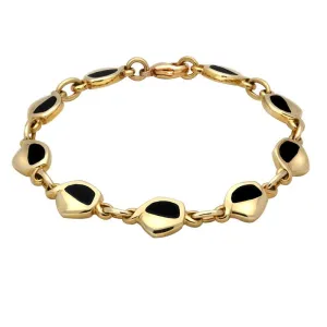9ct Yellow Gold Whitby Jet Freeform Pentagon Bracelet D
