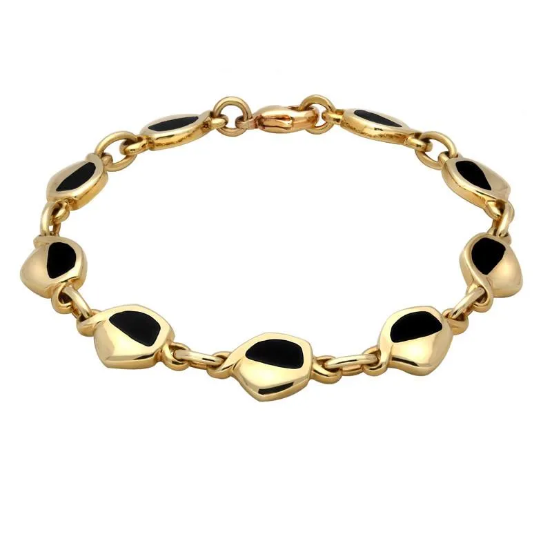 9ct Yellow Gold Whitby Jet Freeform Pentagon Bracelet D