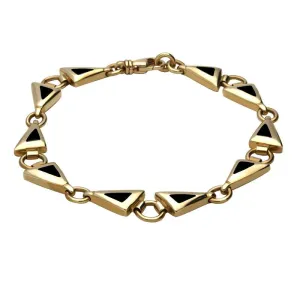 9ct Yellow Gold Whitby Jet Freeform Triangle Bracelet