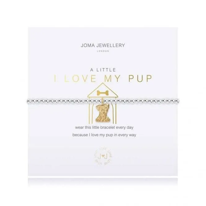 A Little I Love My Pup Silver 17.5cm Stretch Bracelet 3790