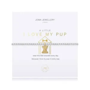 A Little I Love My Pup Silver 17.5cm Stretch Bracelet 3790