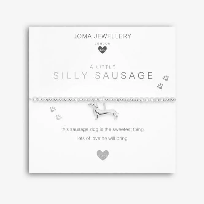 A Little Silly Sausage Silver 15.5cm Stretch Bracelet C560