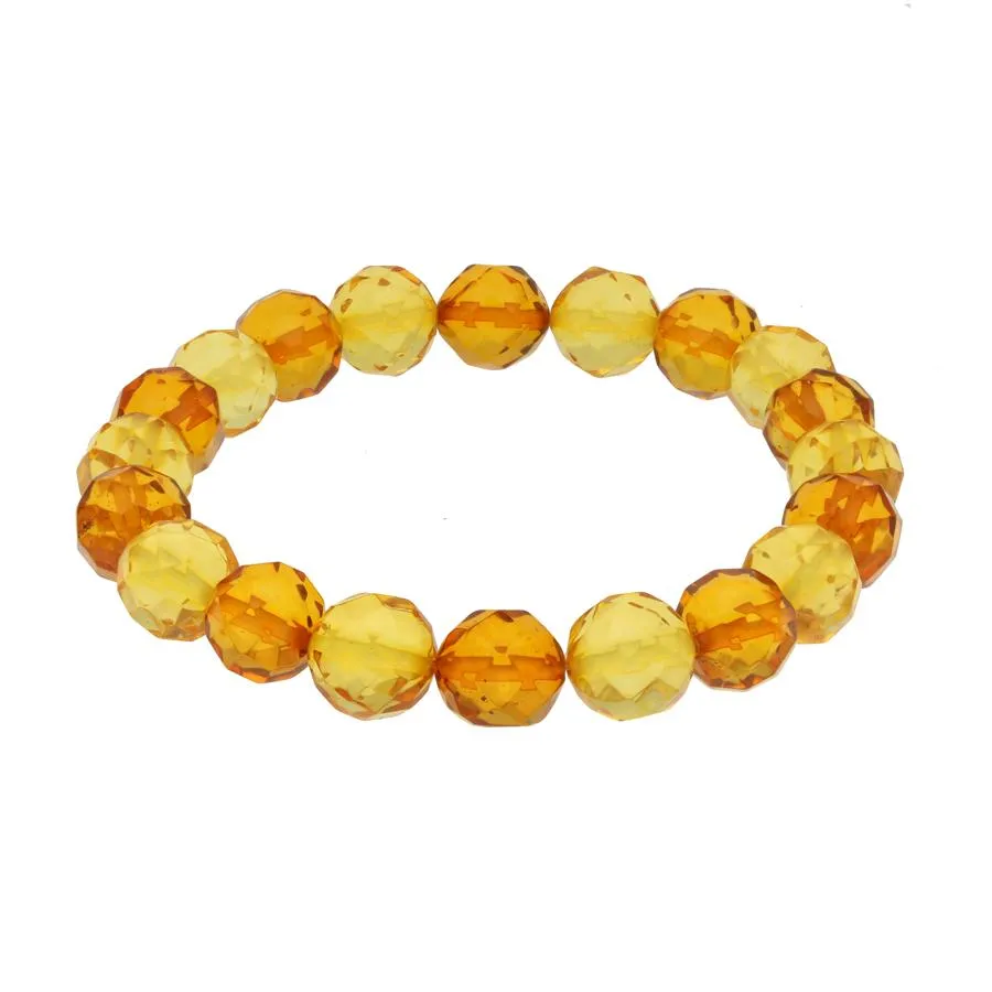 Amber Faceted Round Elasticated Bracelet