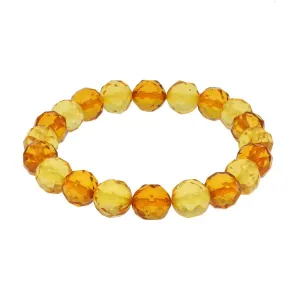 Amber Faceted Round Elasticated Bracelet