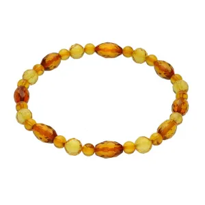 Amber Multi Faceted Elasticated Beaded Bracelet