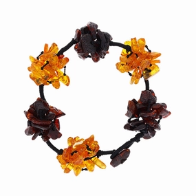 Amber Brown Orange Pom Pom Rope Bracelet D
