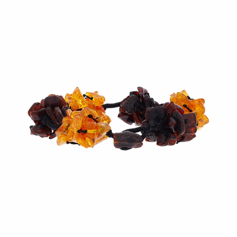 Amber Brown Orange Pom Pom Rope Bracelet D