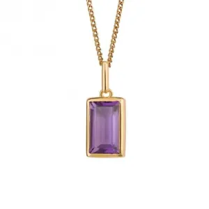 Amethyst Rectangle Step Cut Gold Plated Pendant P5245M