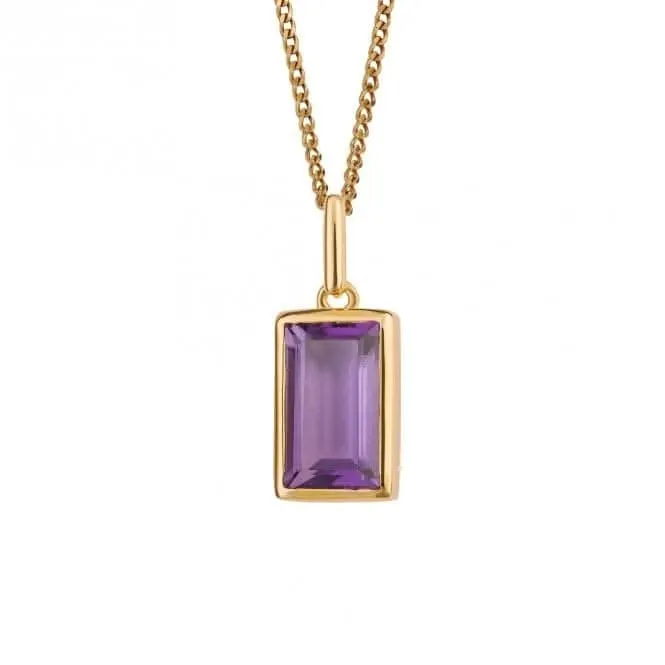 Amethyst Rectangle Step Cut Gold Plated Pendant P5245M