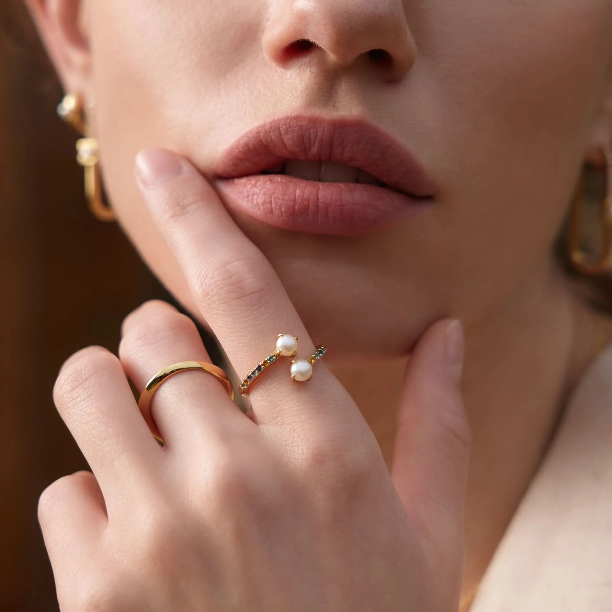 Ania Haie Gold Gem Pearl Wrap Ring R054-03G