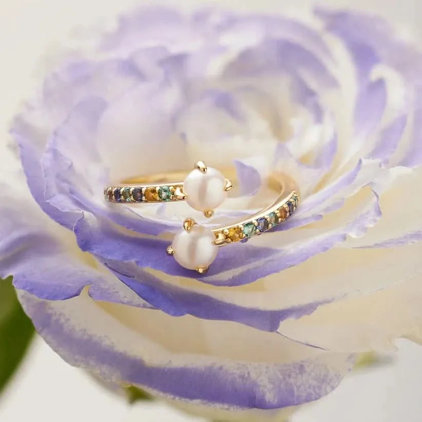 Ania Haie Gold Gem Pearl Wrap Ring R054-03G