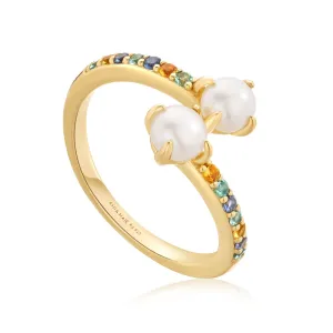 Ania Haie Gold Gem Pearl Wrap Ring R054-03G