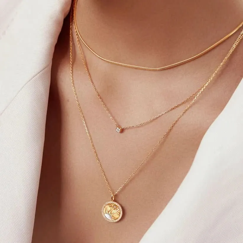 Ania Haie Gold Round Solitaire Cubic Zirconia Necklace N059-01G