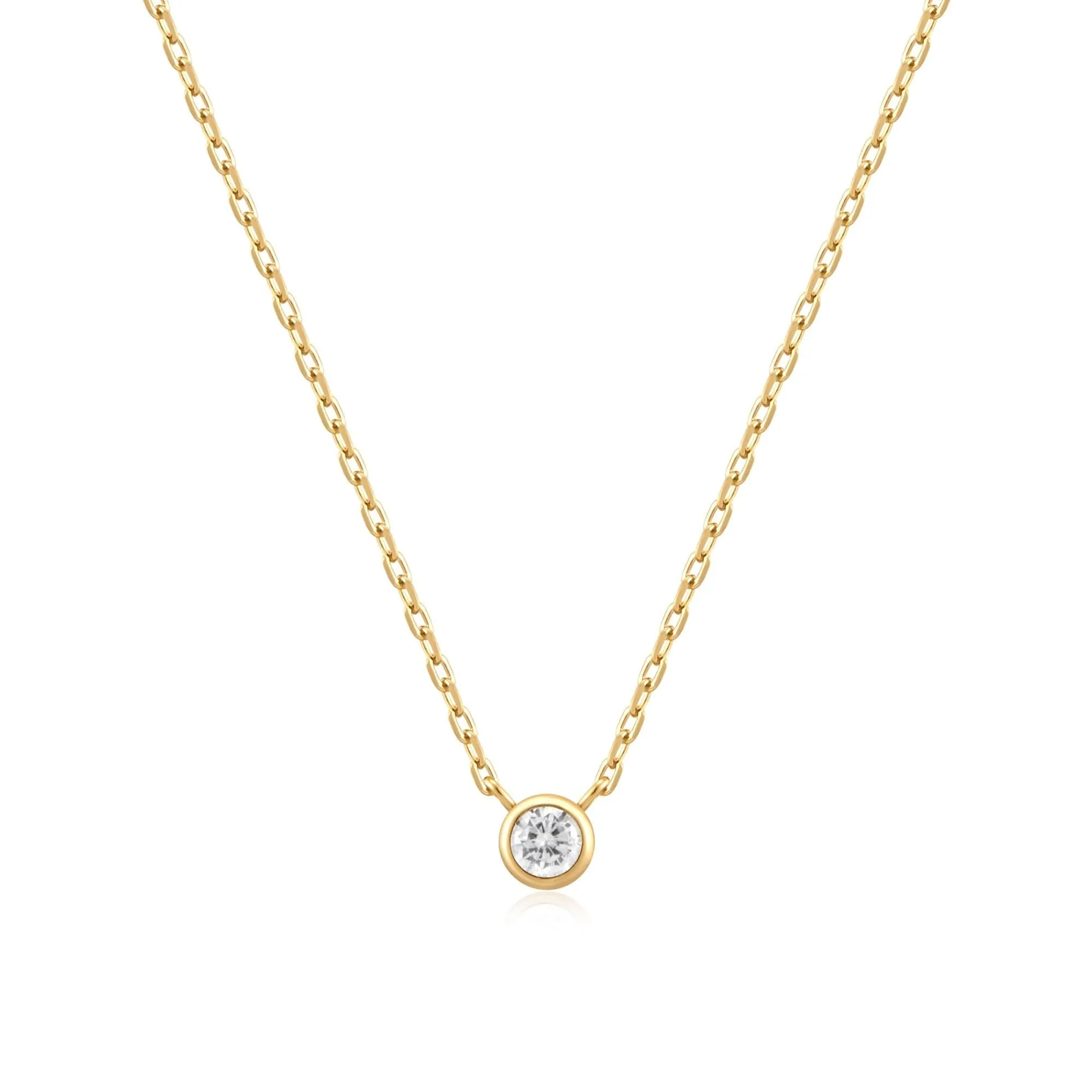 Ania Haie Gold Round Solitaire Cubic Zirconia Necklace N059-01G