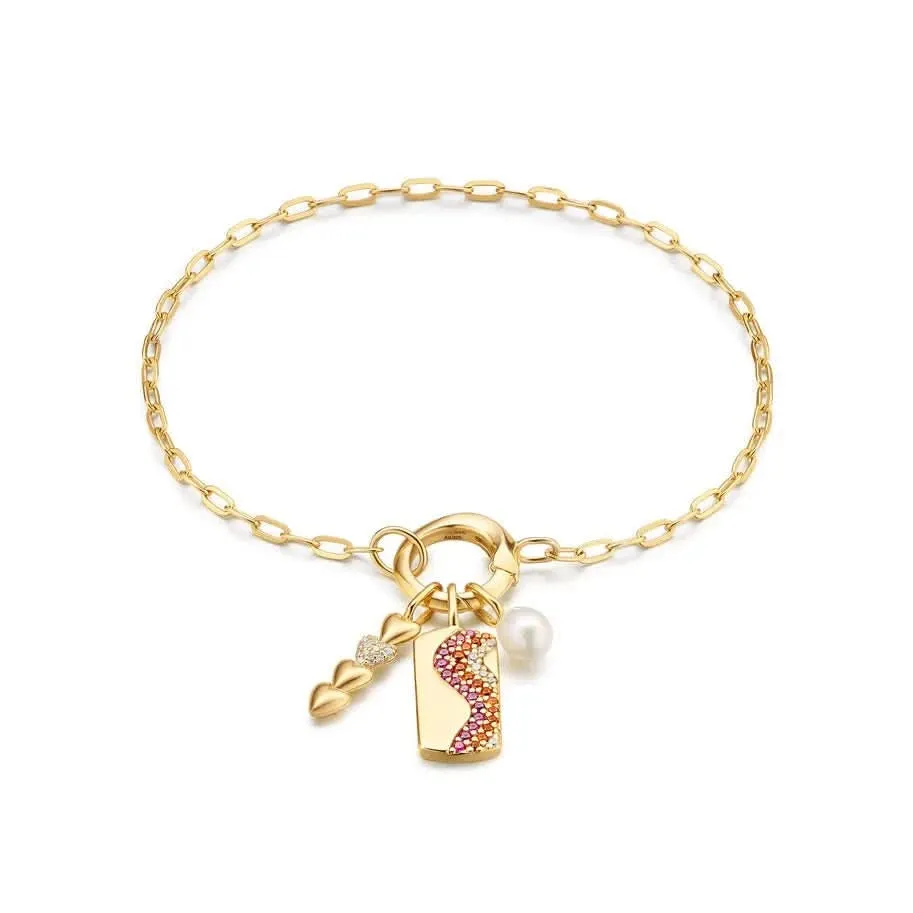 Ania Haie Gold Wave Pink Sparkle Charm NC048-18G