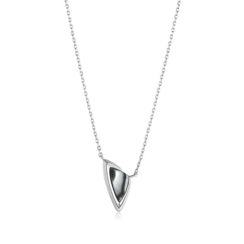 Ania Haie Silver Arrow Black Mother Of Pearl Pendant Necklace N049-03H