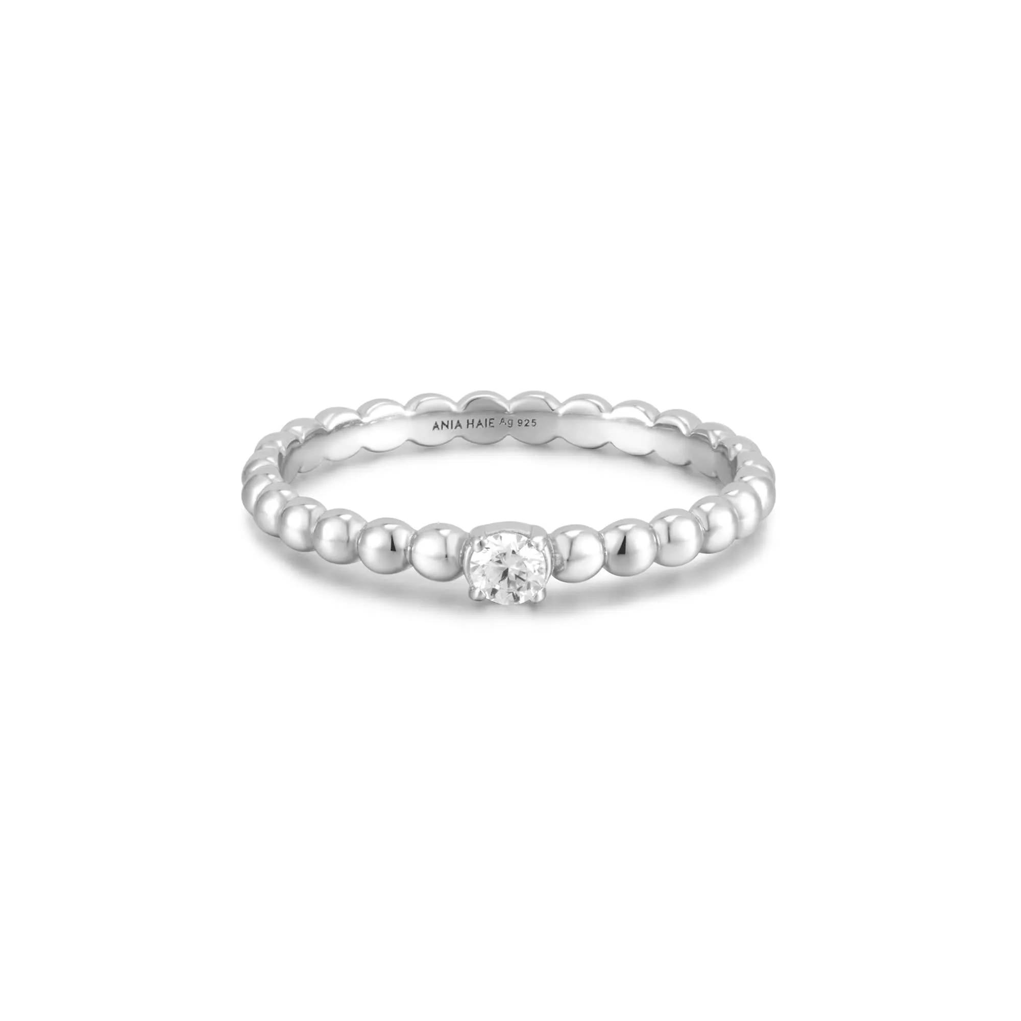Ania Haie Silver Cubic Zirconia Round Dome Ring R059-01H
