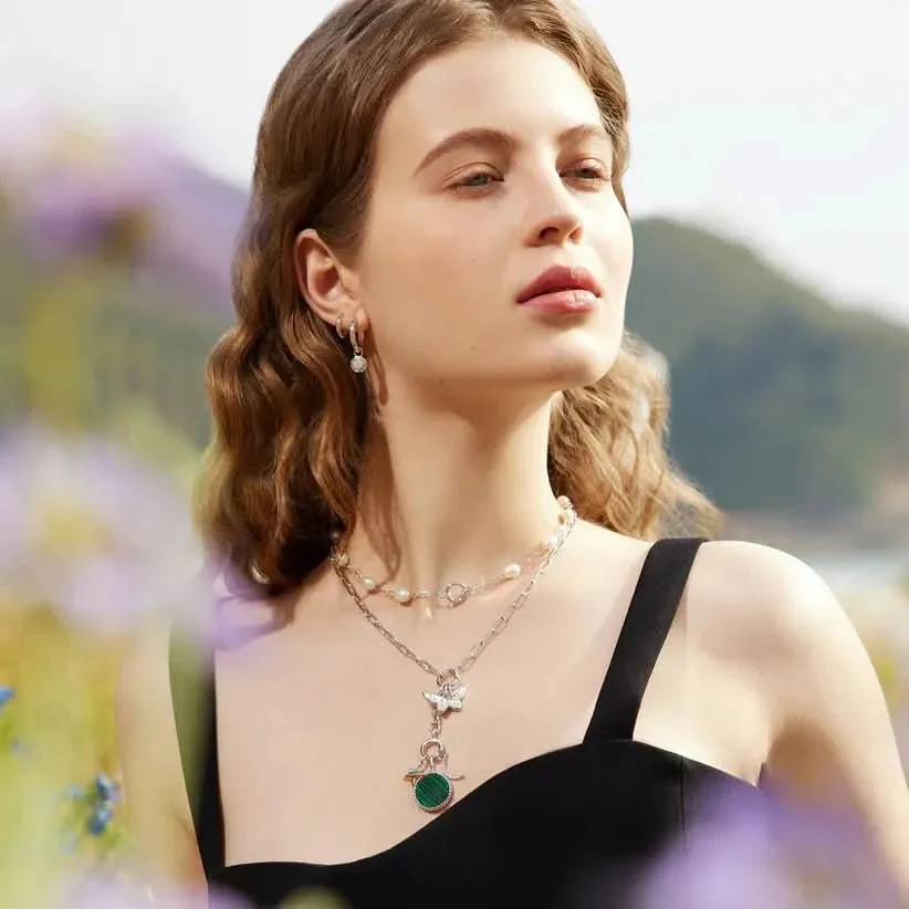 Ania Haie Silver Heart Enamel Malachite Charm NC055-09H