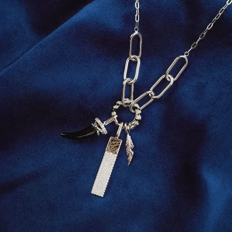 Ania Haie Silver Tiger Chain Charm Connector Necklace N052-03H