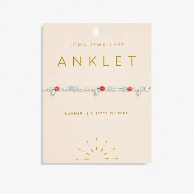 Anklet Multi Stone Silver Plated Anklet 23cm Stretch Anklet 6942
