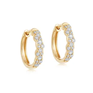 Astley Clarke Huggie Interstellar 14ct Yellow Gold 0.42ct Diamond Medium Hoop Earrings
