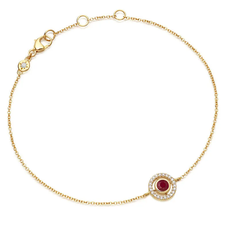 Astley Clarke Mini Icon Aura 14ct Yellow Gold Diamond Ruby Bracelet