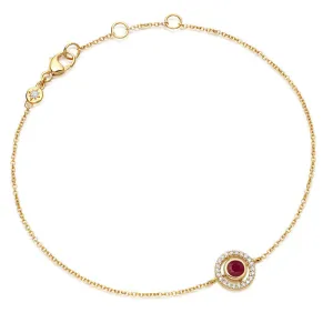Astley Clarke Mini Icon Aura 14ct Yellow Gold Diamond Ruby Bracelet