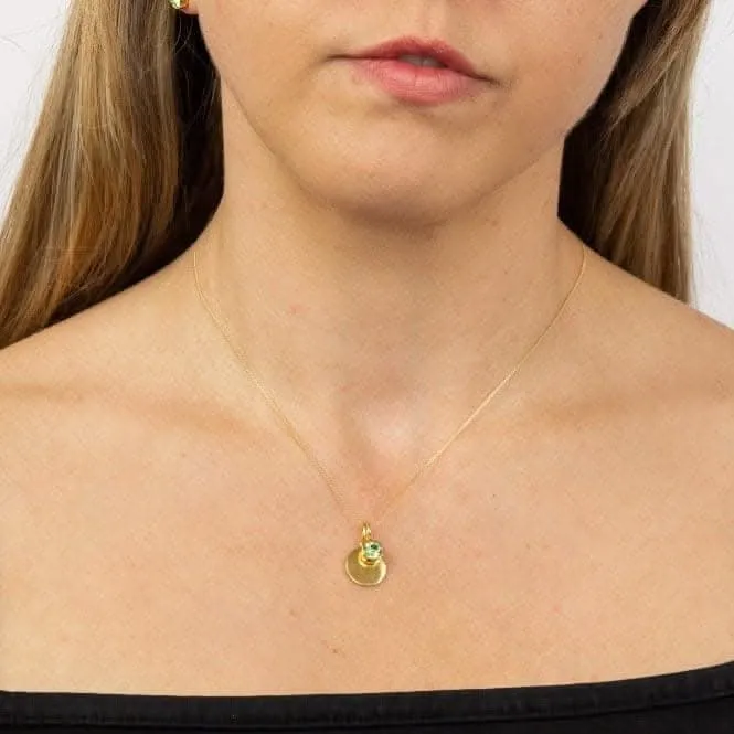 August Yellow Gold Plated Birthstone Engravable Disc Necklace P5015