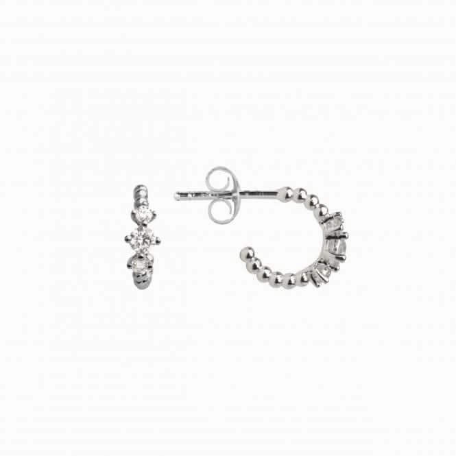 Beaded Zirconia 10mm Stud Hoop Earrings 56834CZ