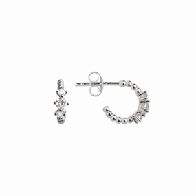 Beaded Zirconia 10mm Stud Hoop Earrings 56834CZ