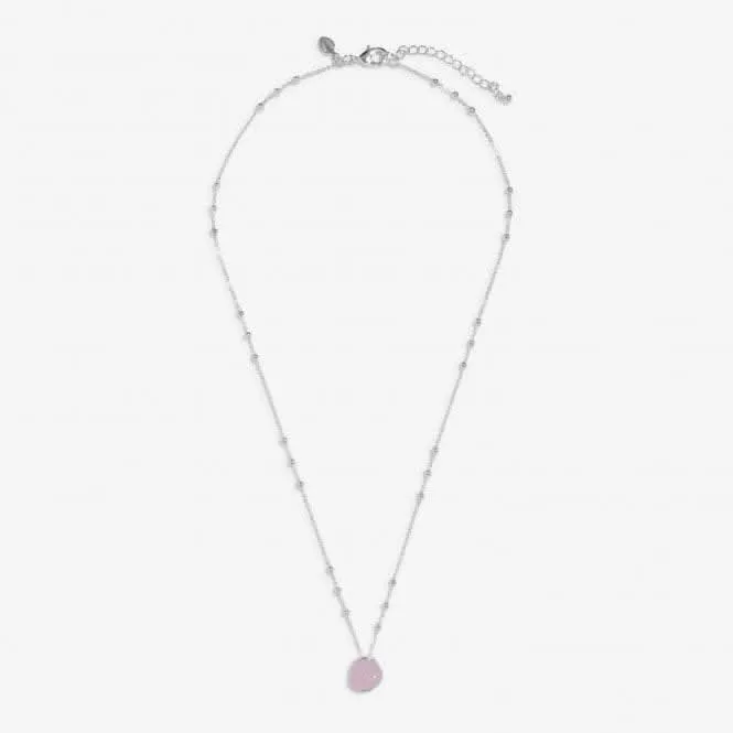 Beau Lilac Enamel Silver Plated Zirconia 46cm   5cm Necklace 7129