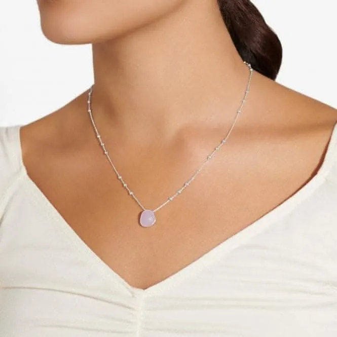 Beau Lilac Enamel Silver Plated Zirconia 46cm   5cm Necklace 7129