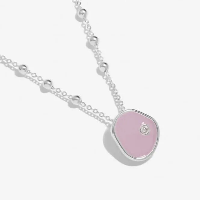 Beau Lilac Enamel Silver Plated Zirconia 46cm   5cm Necklace 7129