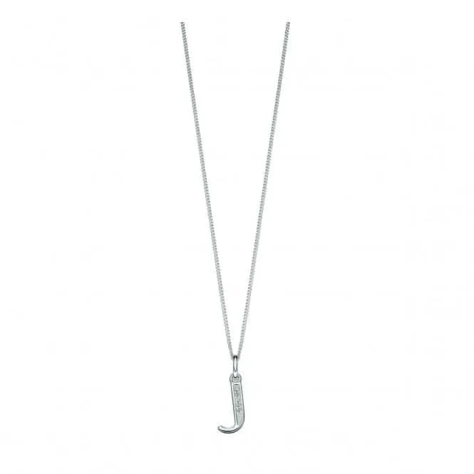 Beginnings Sterling Silver Art Deco Initial J Cubic Zirconia Pendant P4732C
