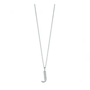 Beginnings Sterling Silver Art Deco Initial J Cubic Zirconia Pendant P4732C