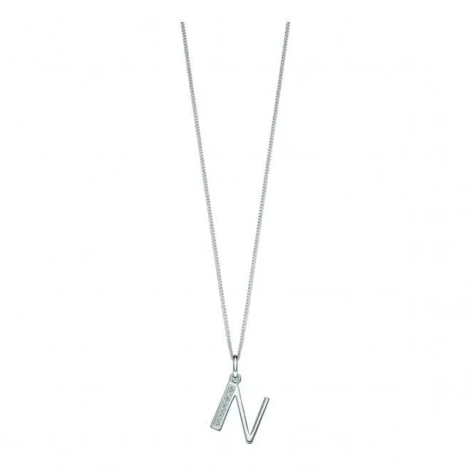 Beginnings Sterling Silver Art Deco Initial N Cubic Zirconia Pendant P4736C