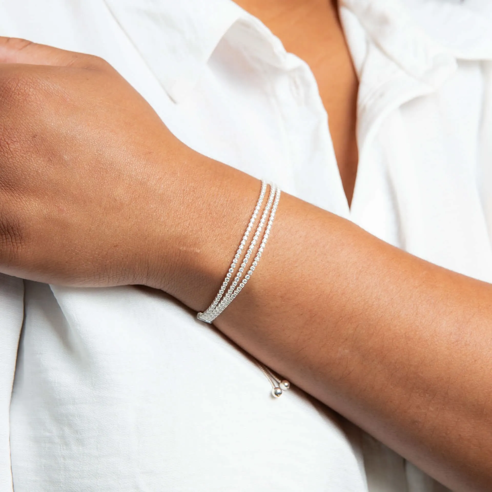 Beginnings Sterling Silver Cubic Zirconia White Bracelet B5532C