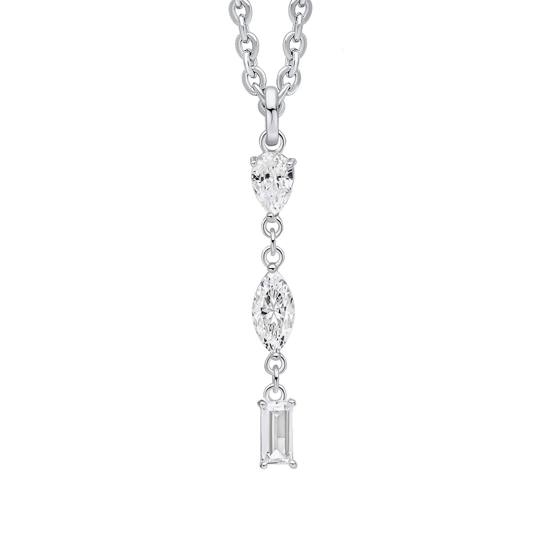 Beginnings Sterling Silver Cubic Zirconia White Pendant P5451C