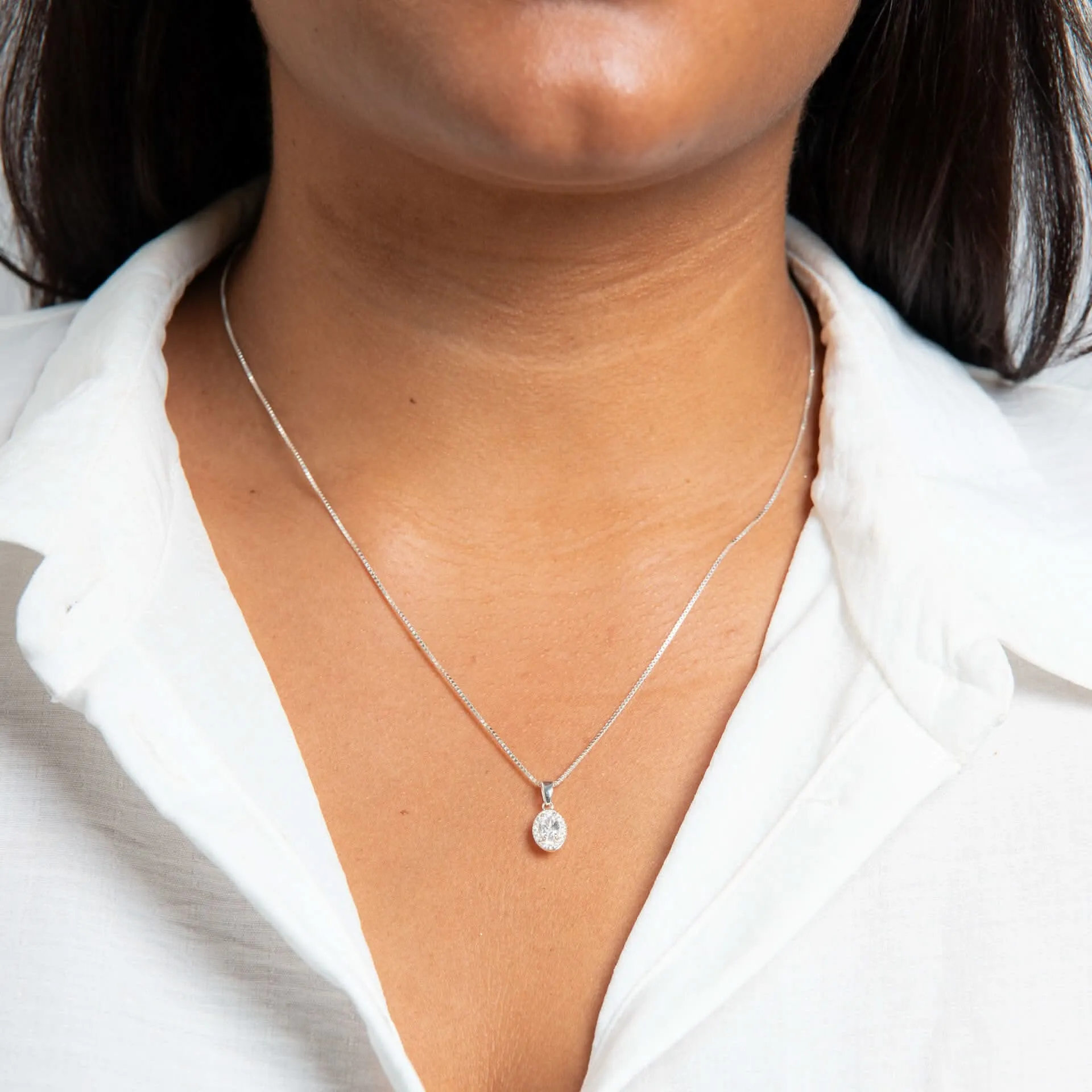 Beginnings Sterling Silver Cubic Zirconia White Pendant P5455C
