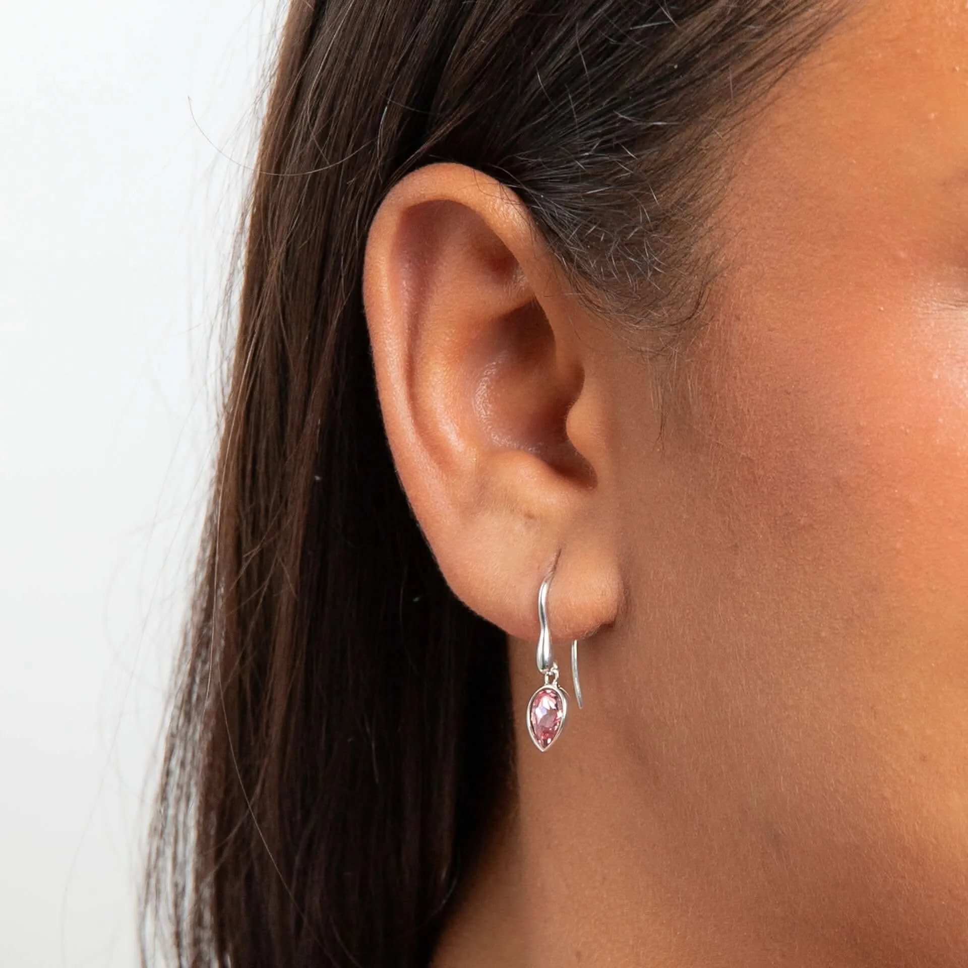 Beginnings Sterling Silver Light Rose Crystal Rose Earrings E6490P