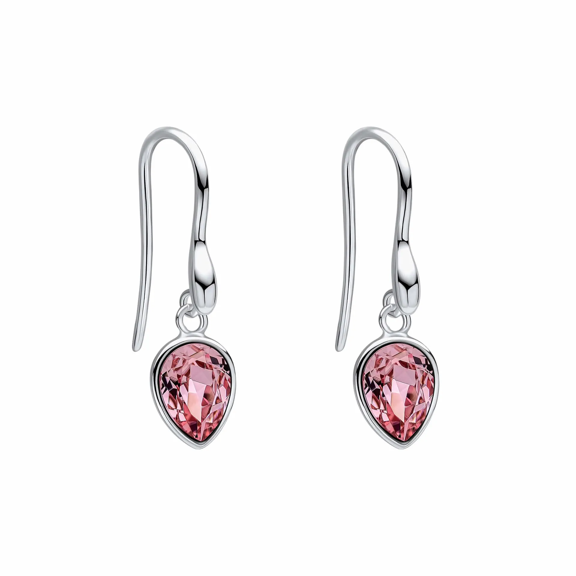 Beginnings Sterling Silver Light Rose Crystal Rose Earrings E6490P