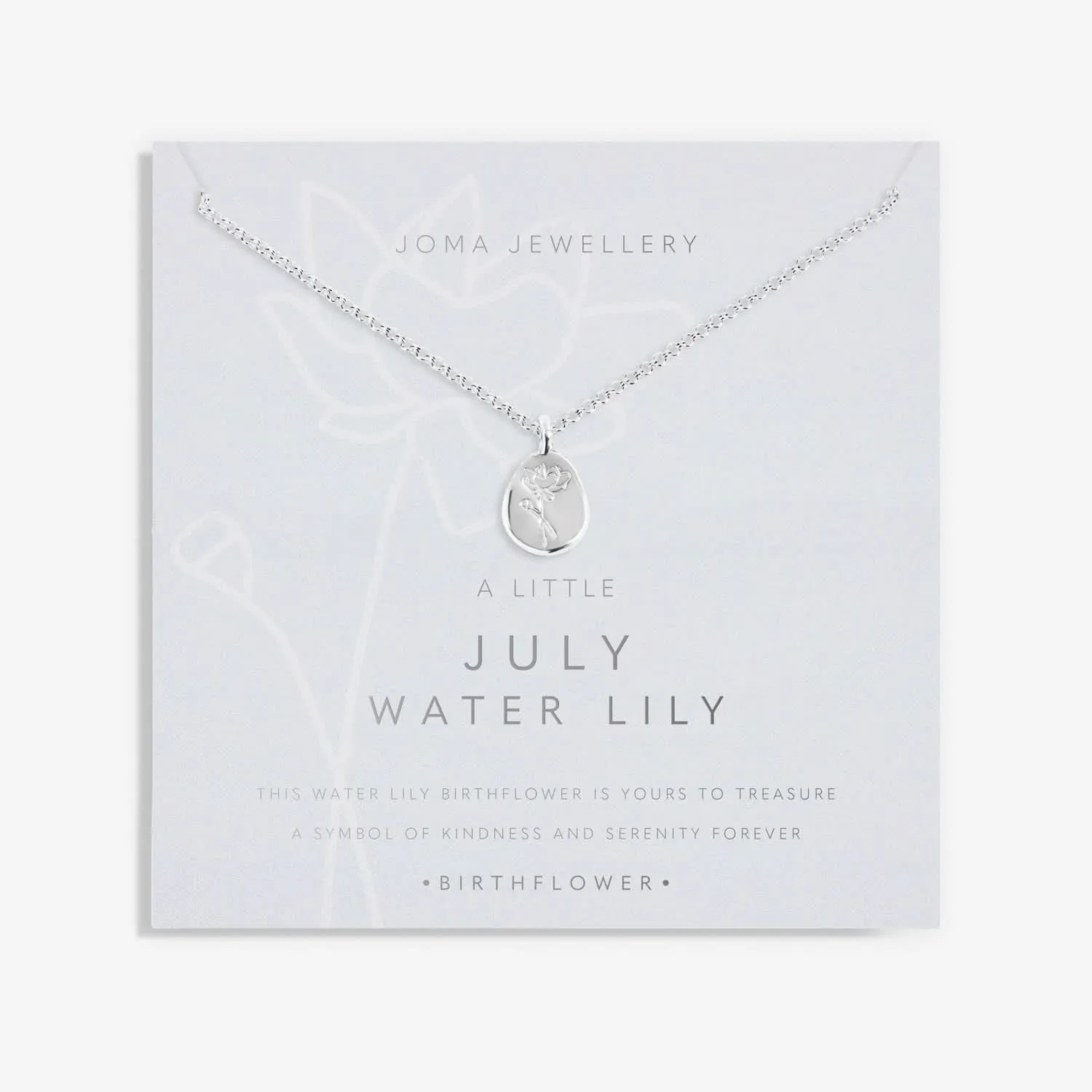Birth Flower A Little July Water Lily Silver Plated Necklace 7465