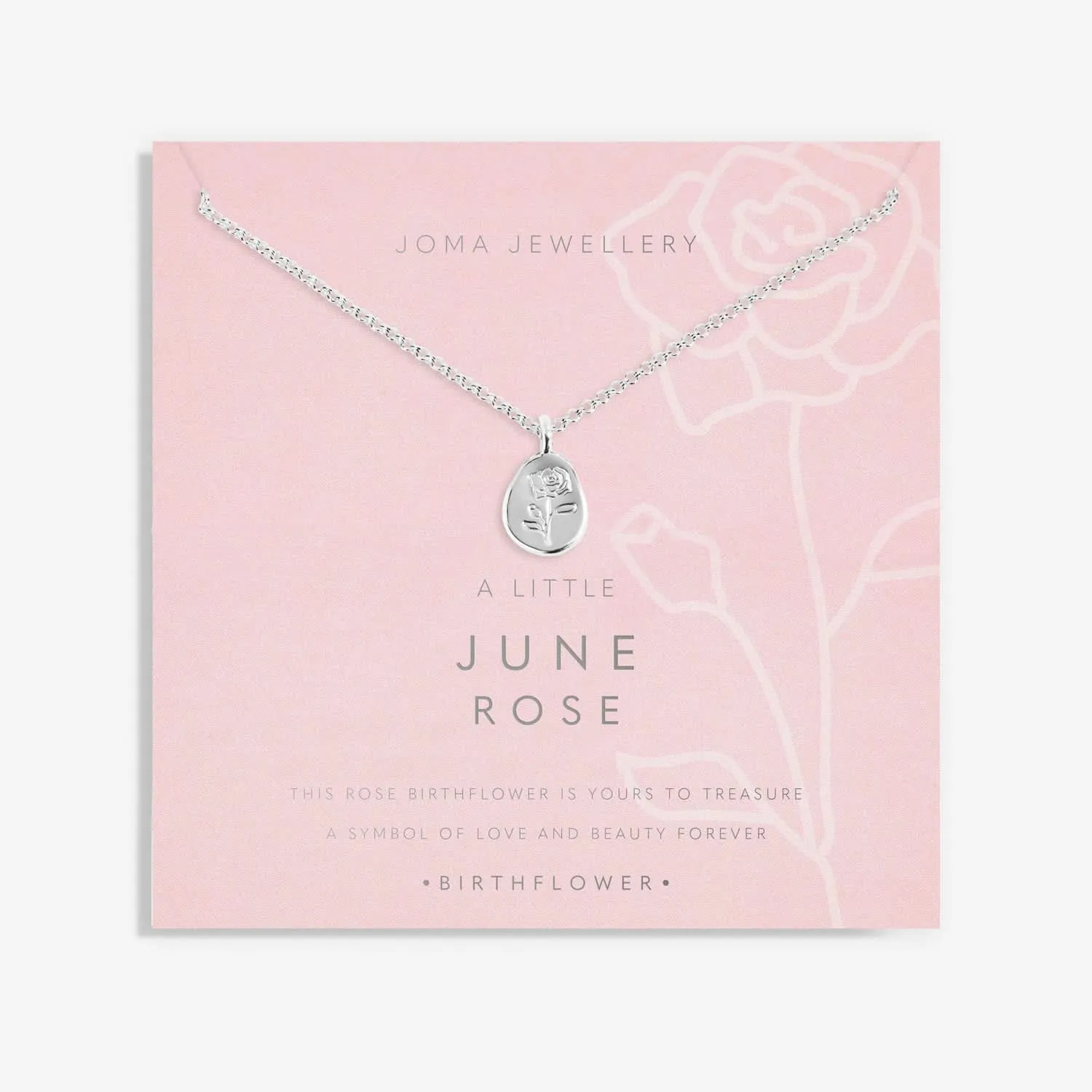 Birth Flower A Little June Rose Silver Plated Necklace 7464