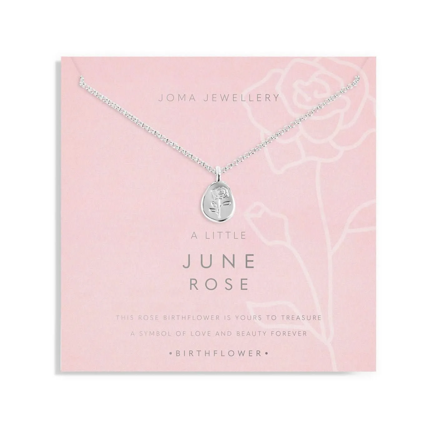 Birth Flower A Little June Rose Silver Plated Necklace 7464