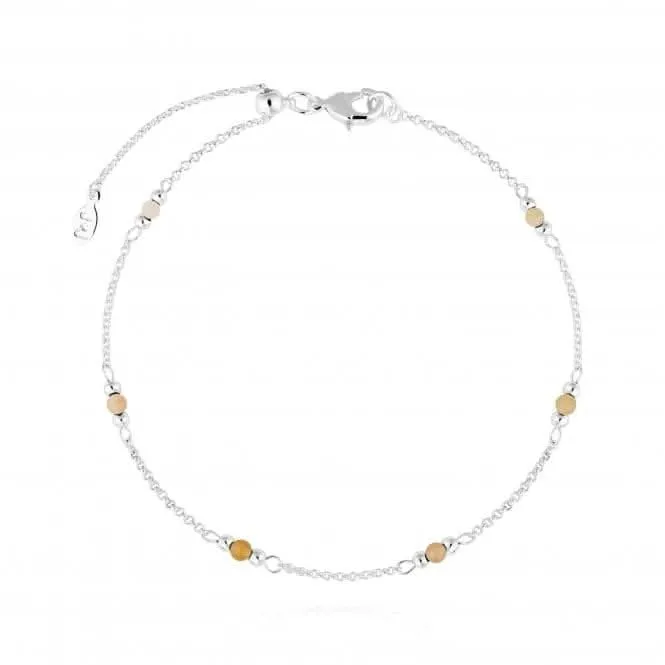 Birthstone November Yellow Quartz Silver 26cm Adjustable Anklet 4210