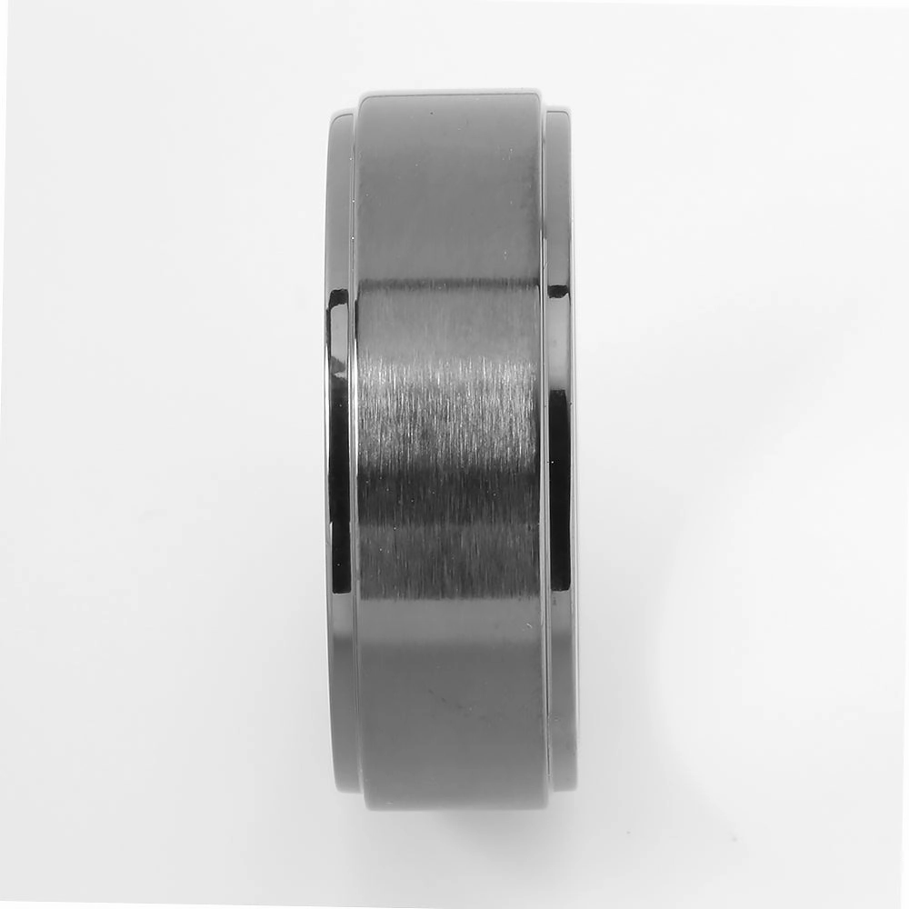 Black Titanium Double Ring Flat Brushed Wedding Ring 8mm