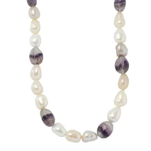 Blue John and Pearl Beaded Necklace