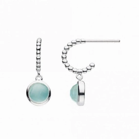 Blue Chalcedony Beaded Stud Hoop Earrings 57827BLC